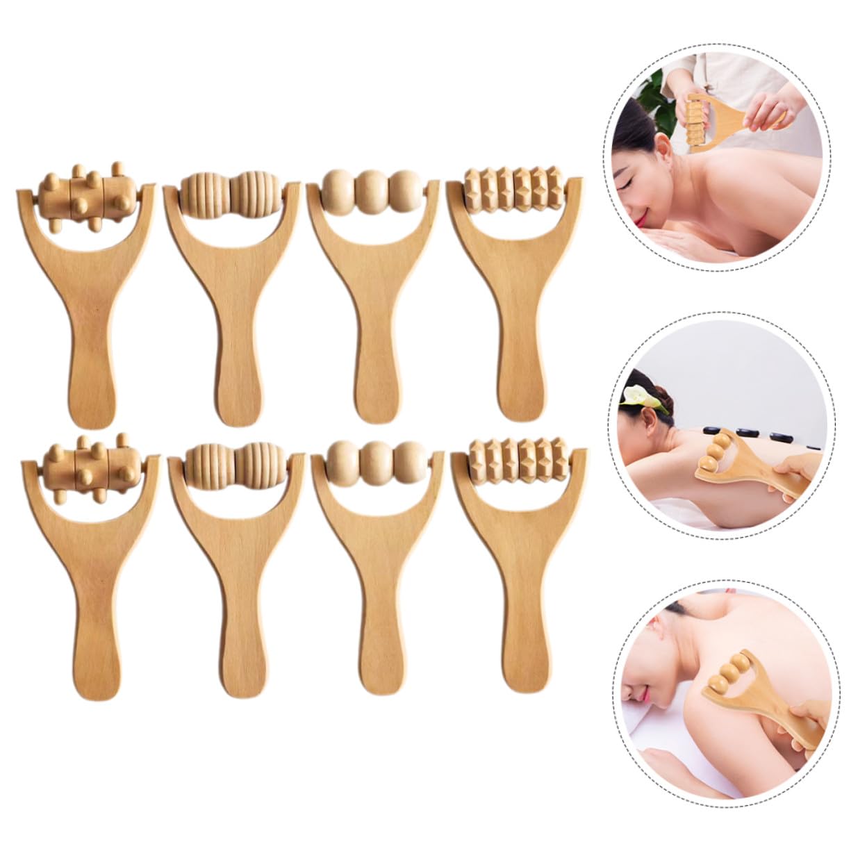 VALICLUD 8stücke Teiliges Holz-massage Ergonomischen Zur Muskelentspannung Für Füße Rücken Nacken Vielseitiges Tragbares Massagewerkzeug Für Effektive Schmerz Verspannungslinderung