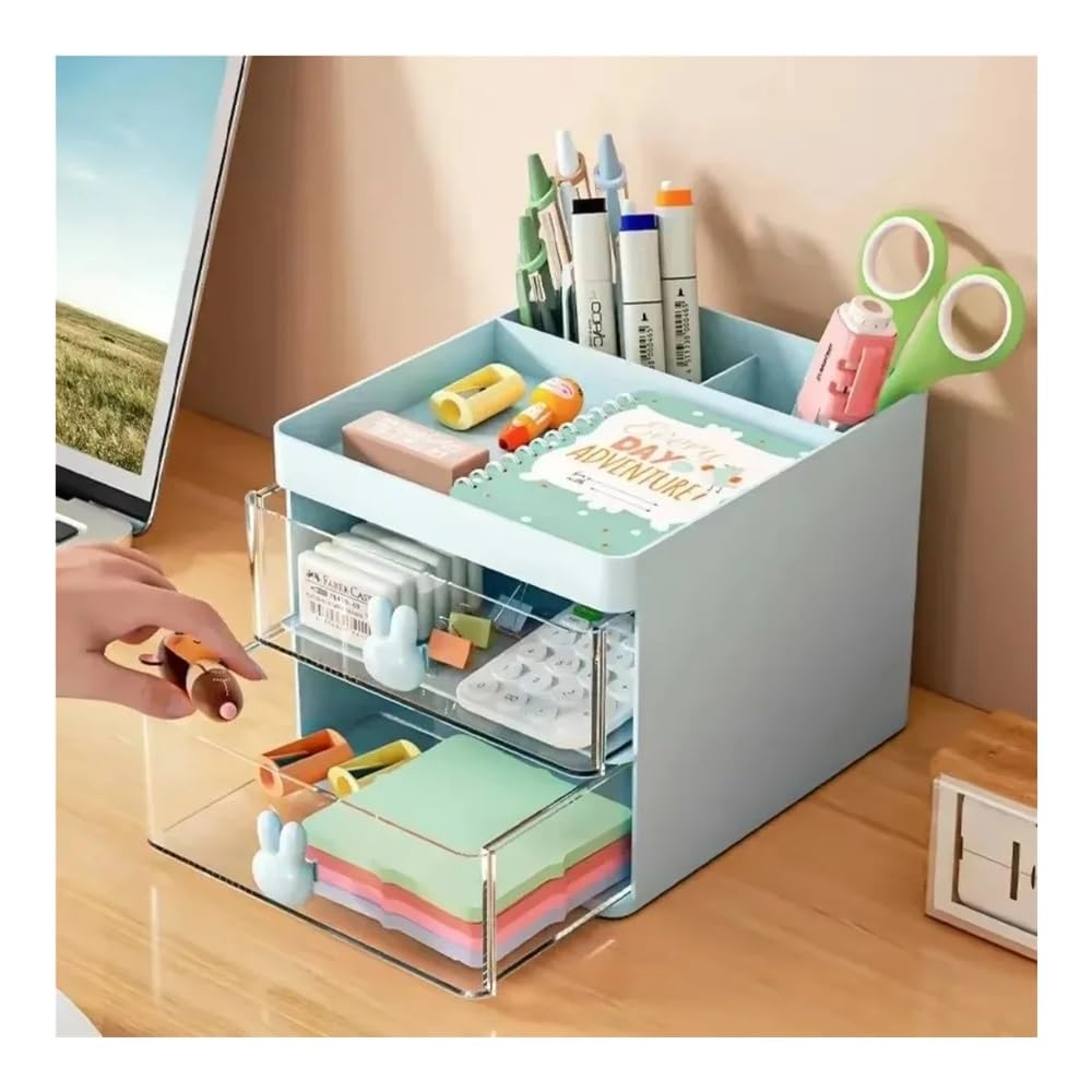 Portapenne stile cassetto, supporto da scrivania a casa, pratico contenitore per telecomandi, cancelleria da ufficio (Pink)