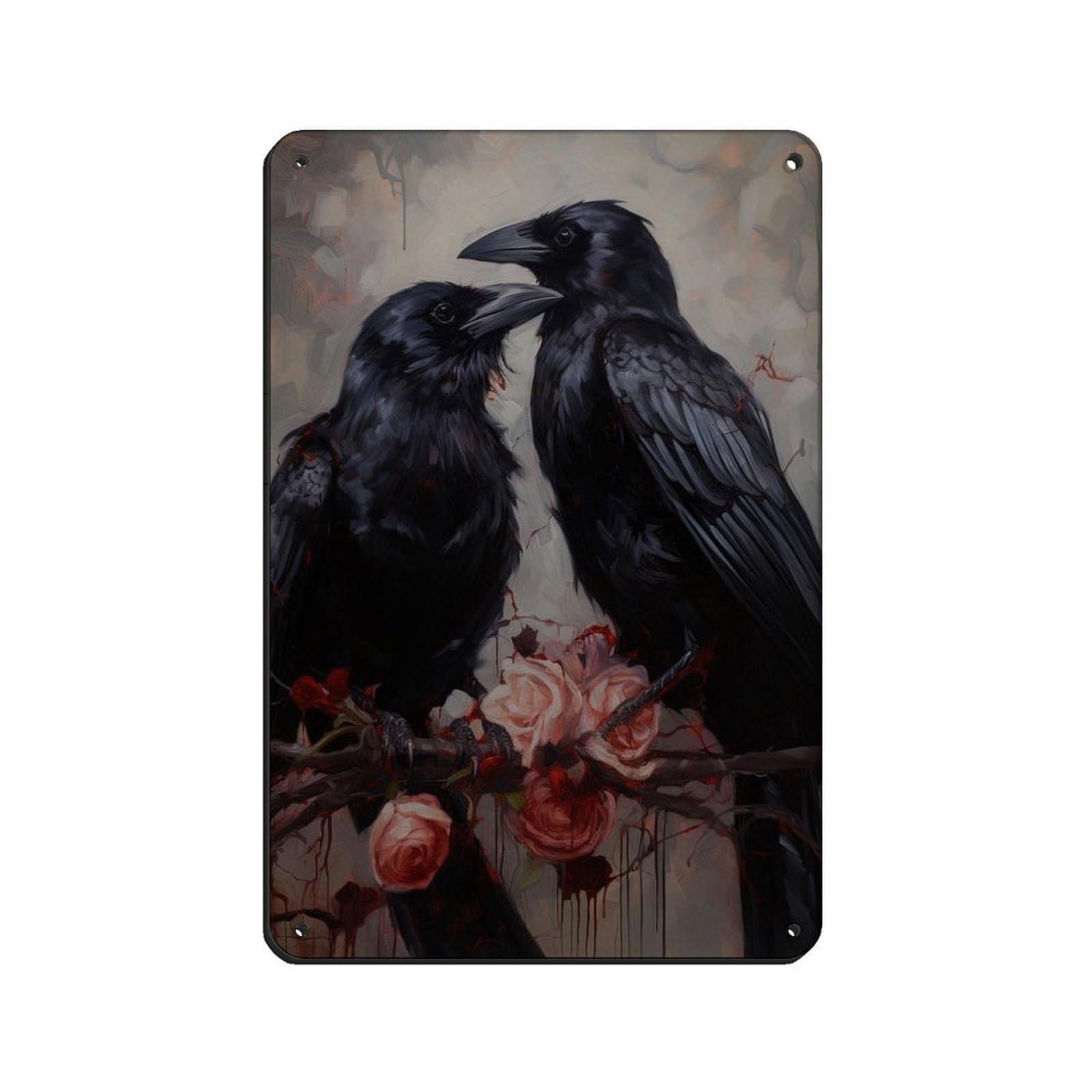 Gothic Romantic Raven Couple, Vintage Poster Retro Poster Metal Tin Sign Chic Art Retro Iron Painting Bar People Cave Cafe Family Garage Poster Wall Decoration 8x12inch(20x30cm)