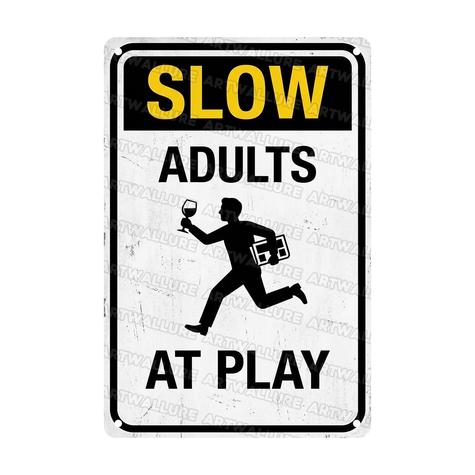 Metal Tin Sign Novelty Decor Funny Drinking Sign Slow Adults At Play Humor Poster Adults Wine Lovers Bar Pub Man Cave Patio Backyard 8x12Inch