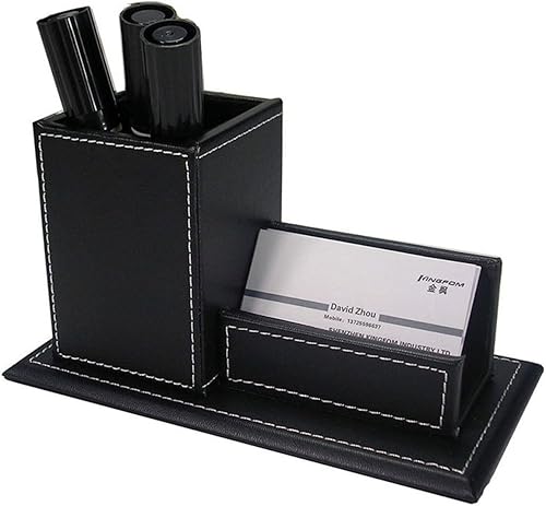 Miniatura 8 de KINGFOM Organizadores y accesorios de escritorio de piel sintética, 8 unidades, organizador de suministros de oficina con soporte para archivos de