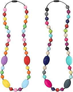 Chew Necklaces for Sensory Kids 2 Pack, Baby Silicone Teething Necklace, Nursing Necklace Breastfeeding Teether Toys, BPA ...