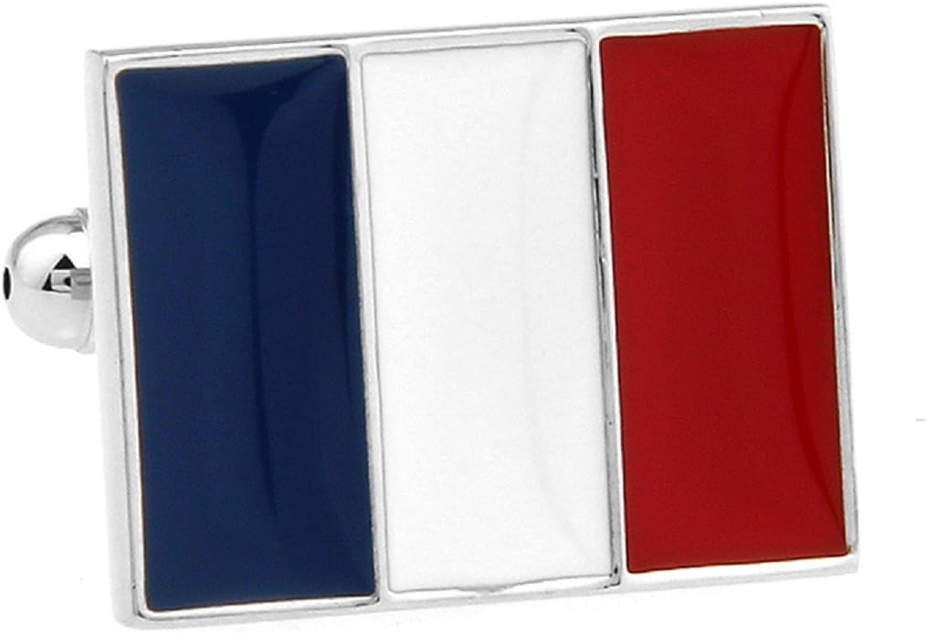 France Flag French Pair Cufflinks in a Presentation Gift Box & Polishing Cloth