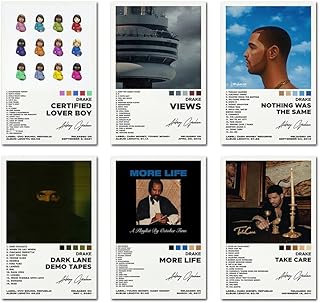 A Set of 6 canvas posters,Drake Poster Views Poster Certified Lover Boy Poster Nothing Was The Same Poster More Life Poster Take Care Poster 6 Piece Set,8x12IN Canvas Prints Unframed Set of 6