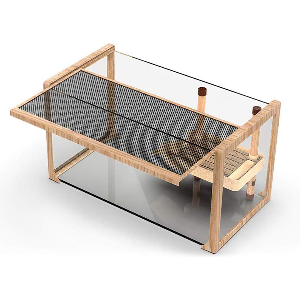 Terrarium en grain de bois marron avec boîte d'alimentation reptiles taille L