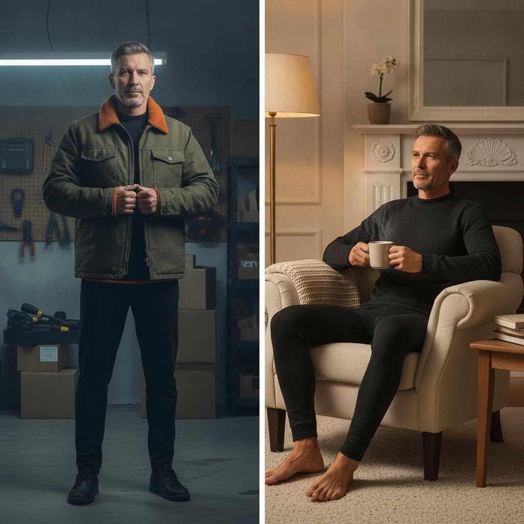 Baoblaze Set Termico Uomo in Poliestere con Strato Interno Morbido per Calore Efficace con Design Girocollo Alto per Uomo Maturo