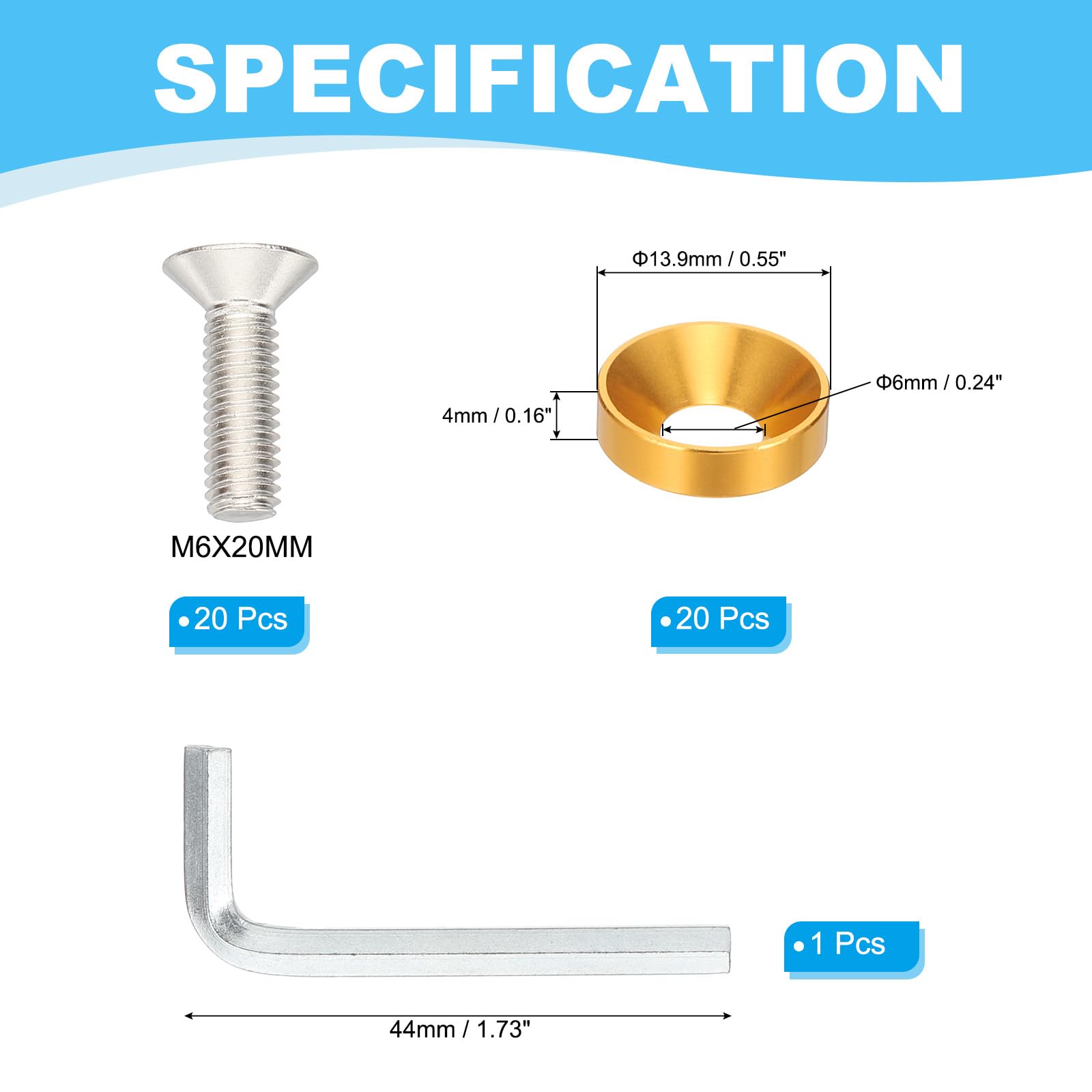 PATIKIL M6 Finish Countersunk Washer Kit - Image 2