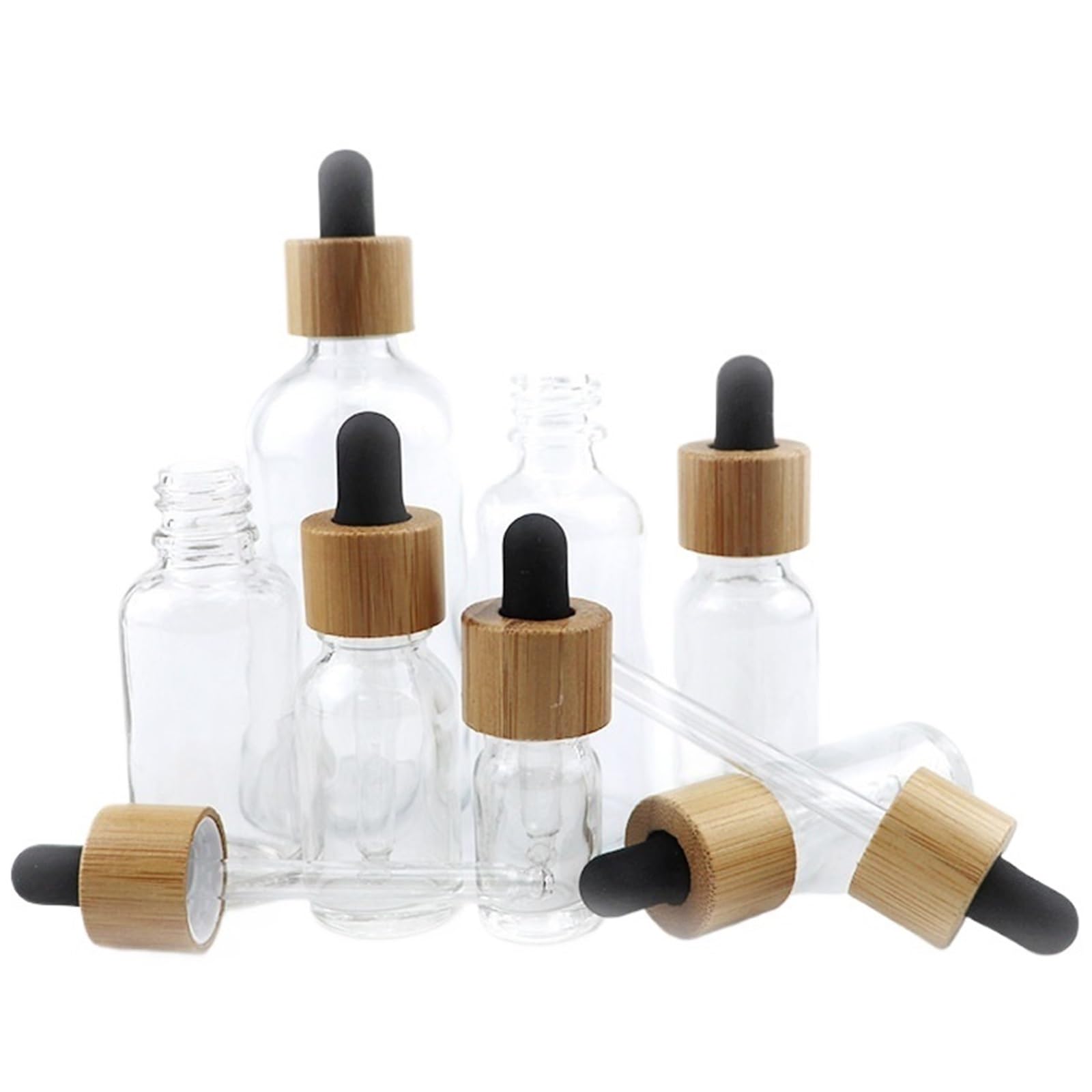 Gotero Las botellas cosméticas del aceite esencial pelo de la cutícula esmerilaron botella cristal negra dropper con el top tapa(Clear bottle)