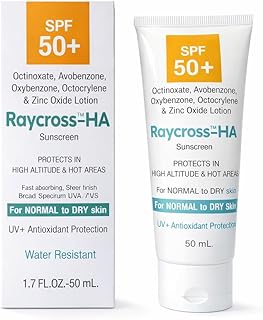Raycross-HA SPF 50+ Sunscreen Lotion for Normal to Dry Skin, 50 mL, Water Resistant, UV+ Antioxidant Protection Price In India