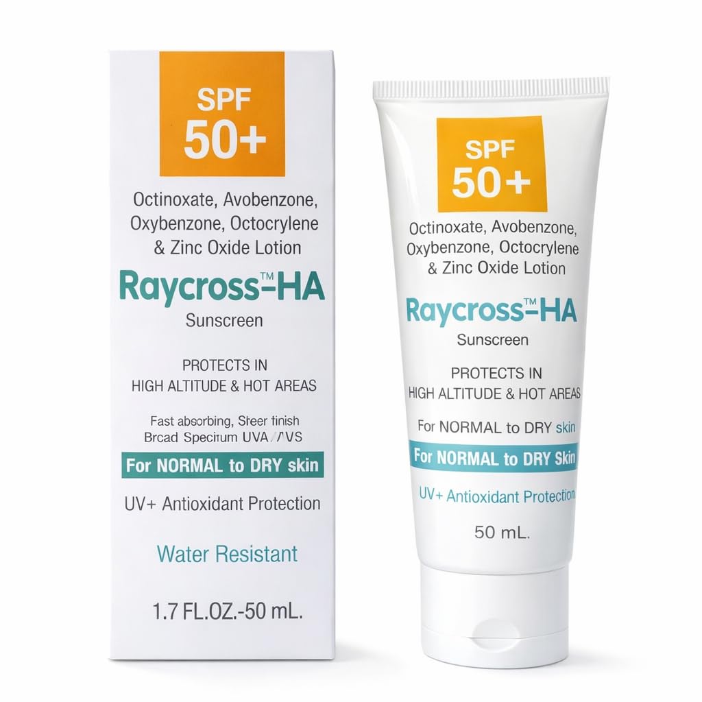 Raycross-HA SPF 50+ Sunscreen Lotion for Normal to Dry Skin, 50 mL, Water Resistant, UV+ Antioxidant Protection - Review, Price and Buying Guide