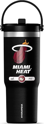 Miniatura 25 de Hydrapeak x NBA Vaso Nomad con Licencia Oficial de Golden State Warriors de 32 oz con Asa y Tapa con Popote, Botella de Agua de Acero Inoxidable a