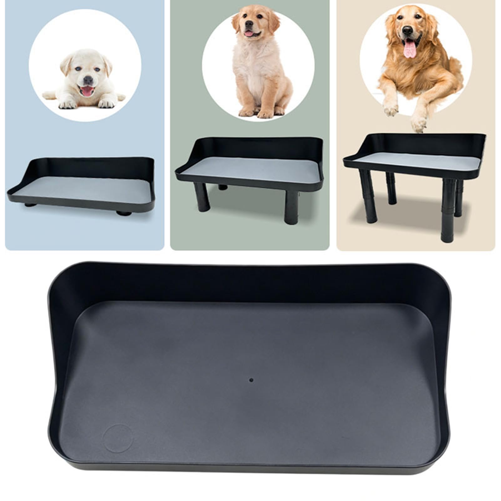 Naroote Ciotole Rialzate per Cani, Stazione di Alimentazione per Animali Domestici con Cuscinetti Antiscivolo, Altezze Regolabili, Vassoio Rimovibile, Design a Doppia Ciotola (BLACK)