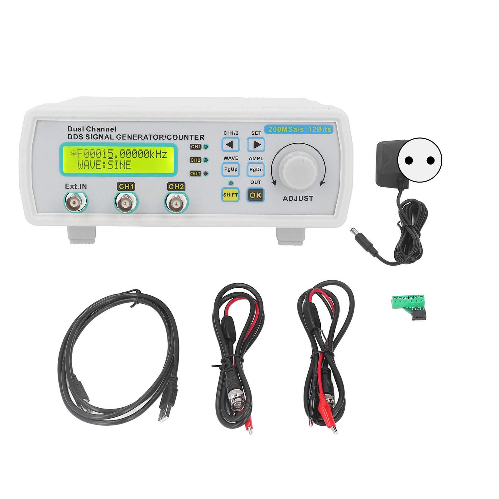Generador de Señal DDS Actualizado Contador Generador de Función de Forma de Onda Arbitraria de Doble Canal 0-6MHz 200MSA/s