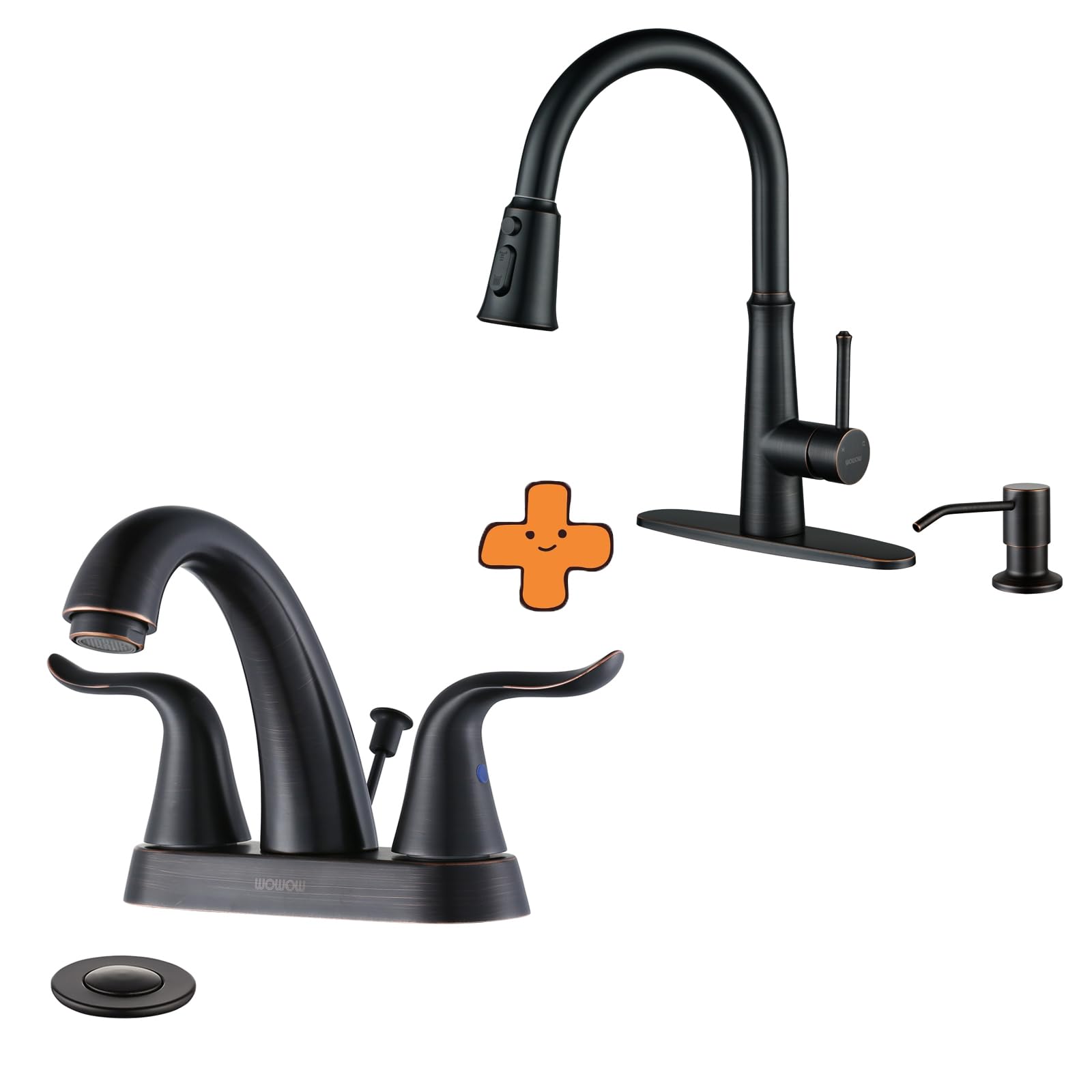 Jnfidosr Bronze Bathroom Faucet 4 Inch Centerset Oiled Rubbed And Kitchen Faucet With Sprayer Single Handle High Arc Stainless Steel Kitchen Faucet