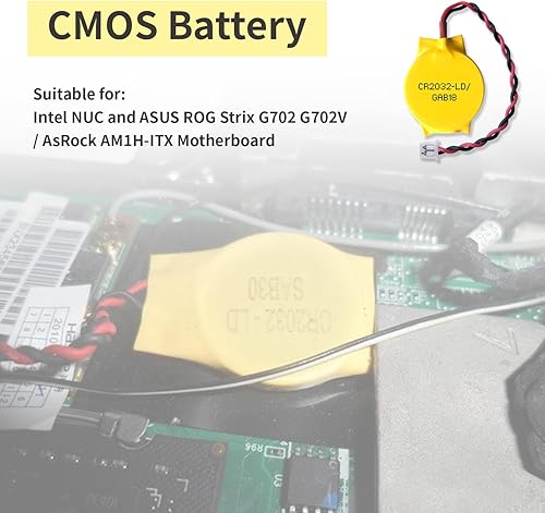 Miniatura 8 de EEMB Paquete de 10 baterías CMOS CR2032 de litio de 3 V con cables de cable y conector MOLEX, repuesto CMOS para computadora portátil Intel NUC y