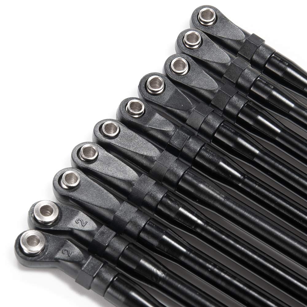 XUNJIAJIE Lot de 10 tiges de traction avec extrémités à boule (empattement de 313 mm) pour voiture AXIAL SCX10-II 90046 1/10th Crawler
