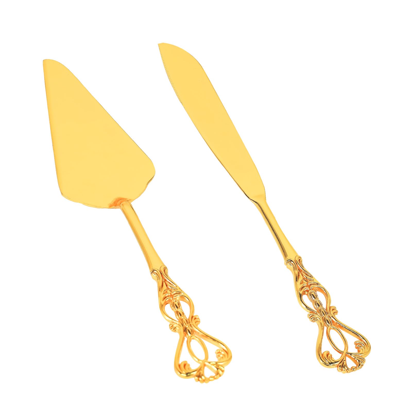 X Hot Popcorn 2 Piece Cake Cutting Set for Wedding Cake Knife and Server Set Cake Cutter Gold Cake Cutting Set for Wedding Birthday Party Kitchen Cutting Serving Desserts (Crown)