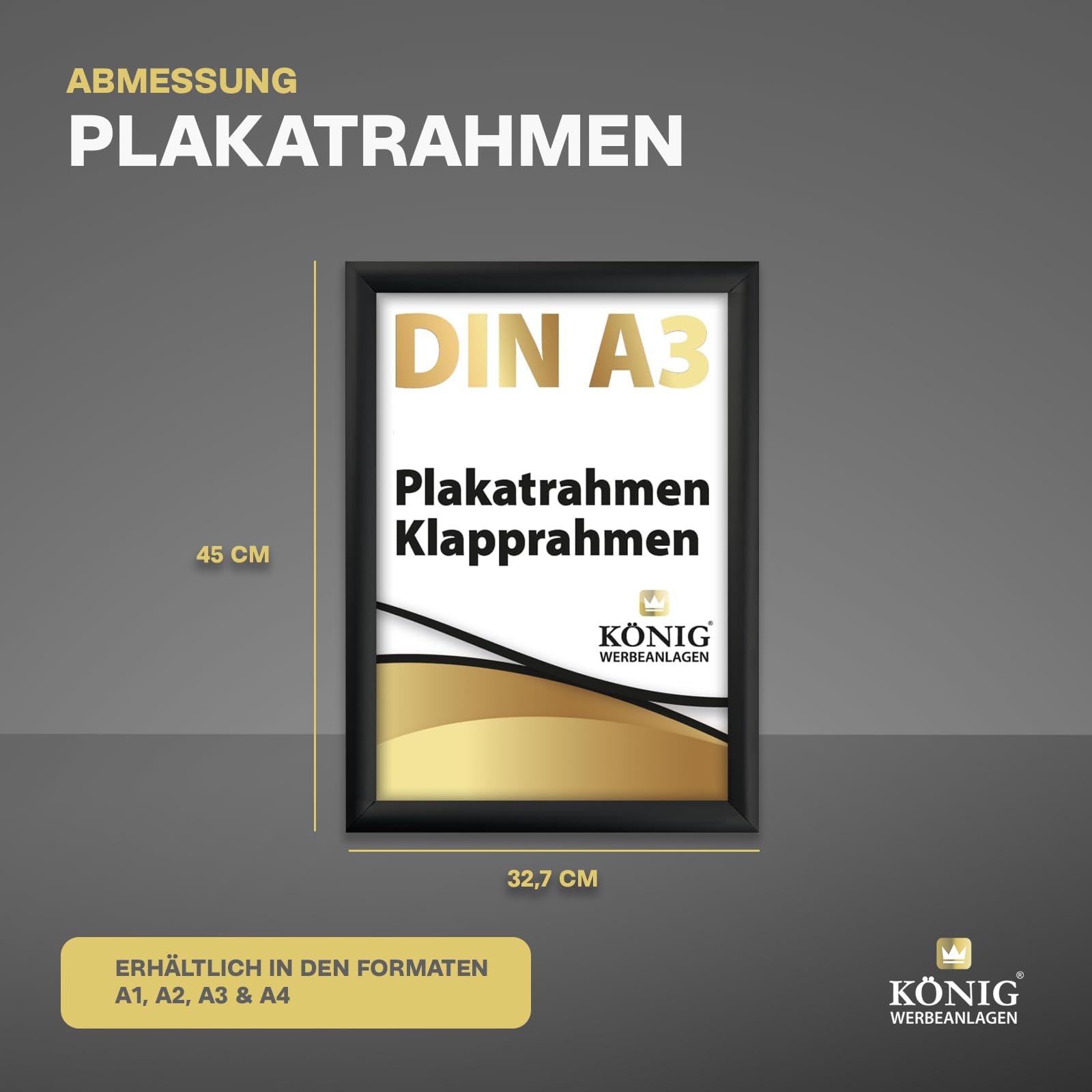 Dreifke 5 Plakatrahmen DIN A3 | 25mm Aluminium Profil, schwarz | inkl. entspiegelter Schutzscheibe | Alu Klapprahmen Wechselrahmen Posterrahmen | 5er Sparpack
