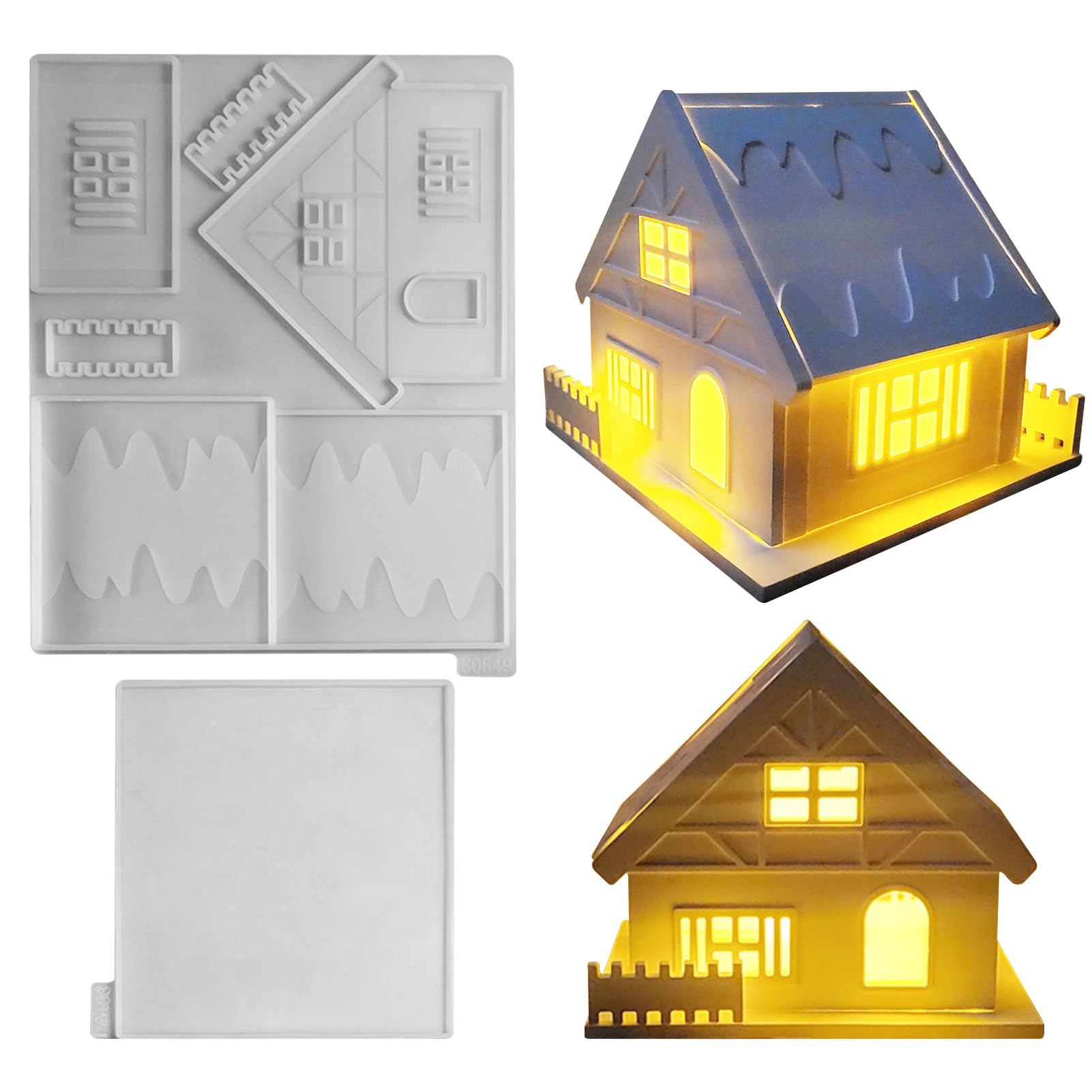 Recitem 3D Silicone Mould for Christmas Houses - Casting Moulds for Mini Houses - Silicone Casting Mould (Snow House)