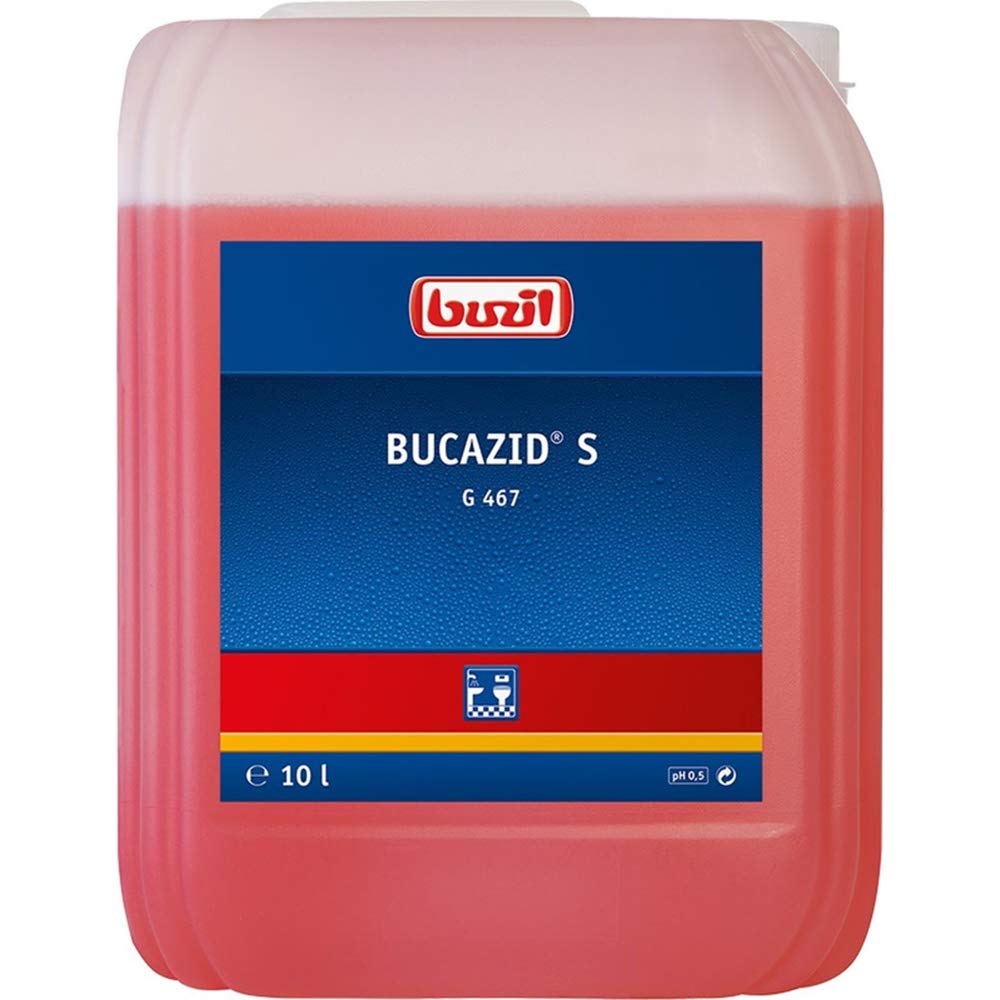 Buzil Sanitärreiniger Bucazid S G467 kraftvoller Reiniger, für Bad und WC mit Geruchsblocker, rot, Kanister 10l