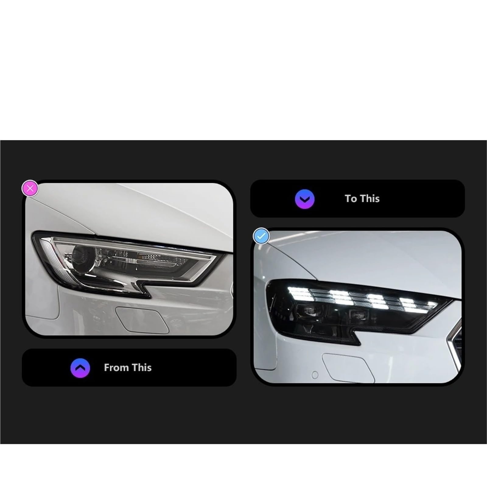 Faro Anteriore per Audi A3 2017-2020 Faro Anteriore DRL Lente proiettore Accessori automobilistici Luci per Auto Gruppo Faro Auto (Guida a Sinistra)