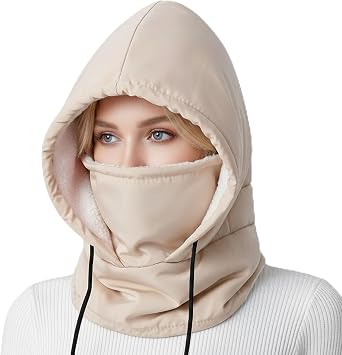 Windproof Fleece Balaclava for Women & Men Water-Resistant Thermal Ski Mask Face Cover, Warm Hood