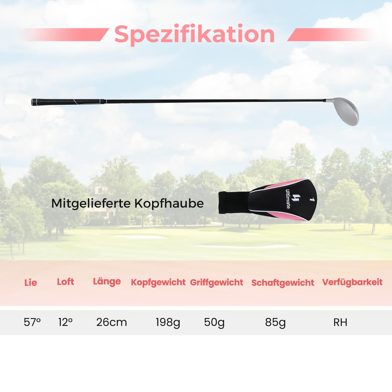COSTWAY Golf Driver für Damen, 460CC Golfschläger aus Aluminium für Rechtshänder mit Schlägerhaube & Graphitschaft, 12°Grad, Golf-Treiber für Anfänger und Profis