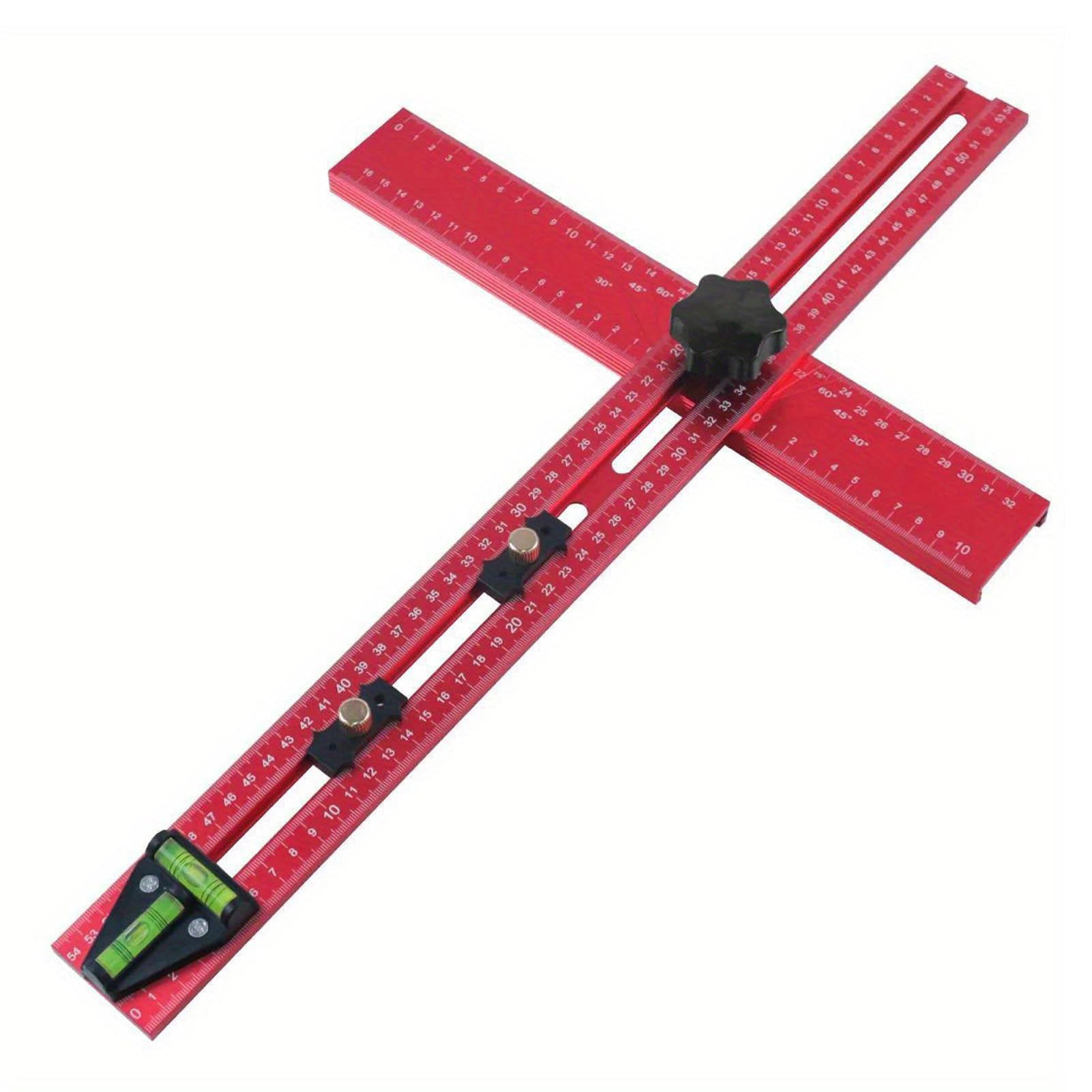 Règle de positionnement de forage |Outil de mesure et de marquage multi-angle pour le travail du bois/menuiserie/bricolage |Règle en forme de T en alliage d'aluminium avec 2