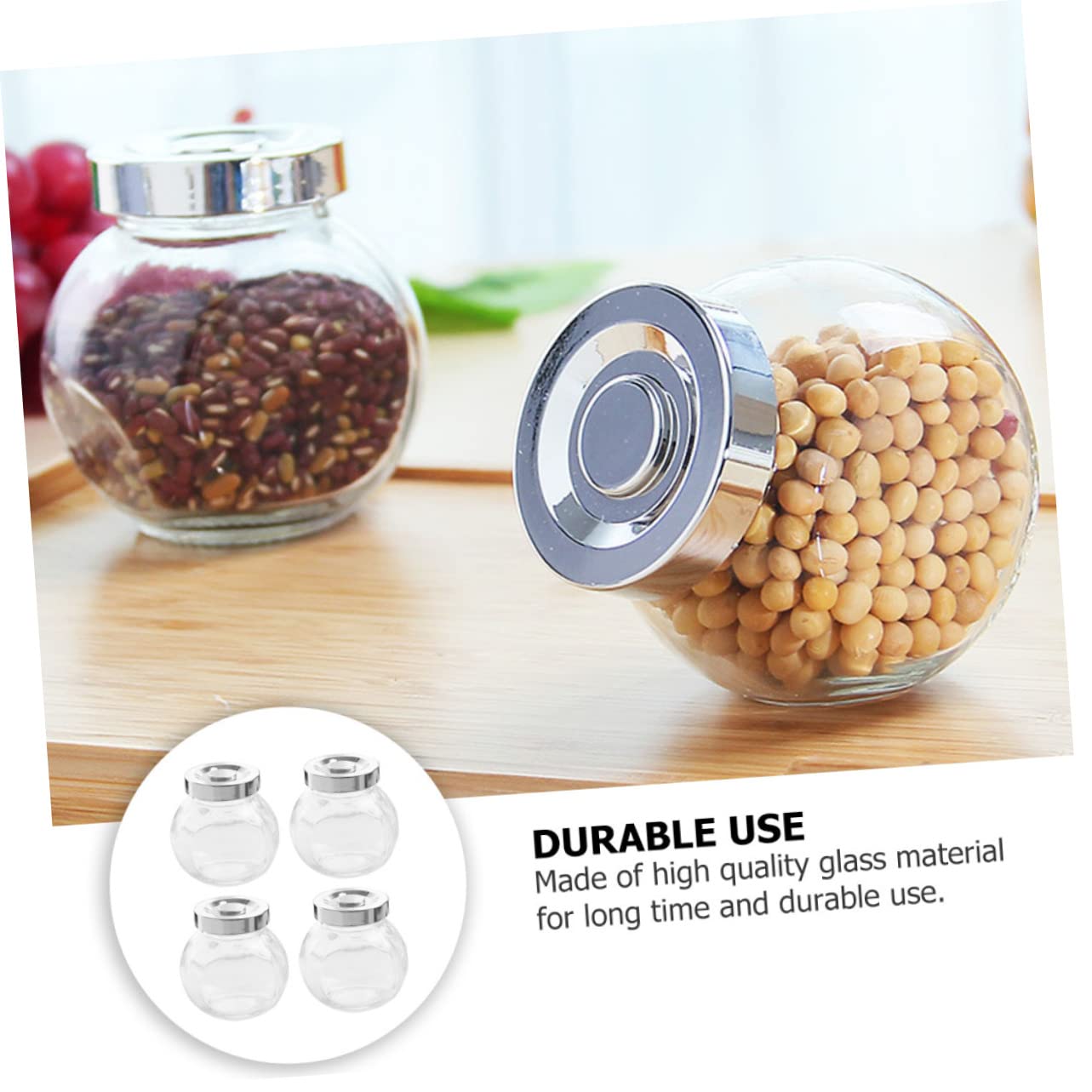 PRETYZOOM 8pièces Boîtes Hermétiques Verre Pour Fruits Secs Et Céréales Bocal Transparent Pour Thé Grains Secs Riz Haricots Noix