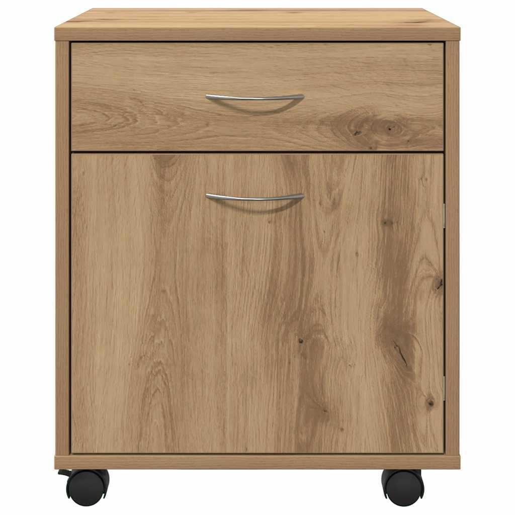 Armadietto con Ruote Rovere Artigianale 45x38x54 cm Truciolato