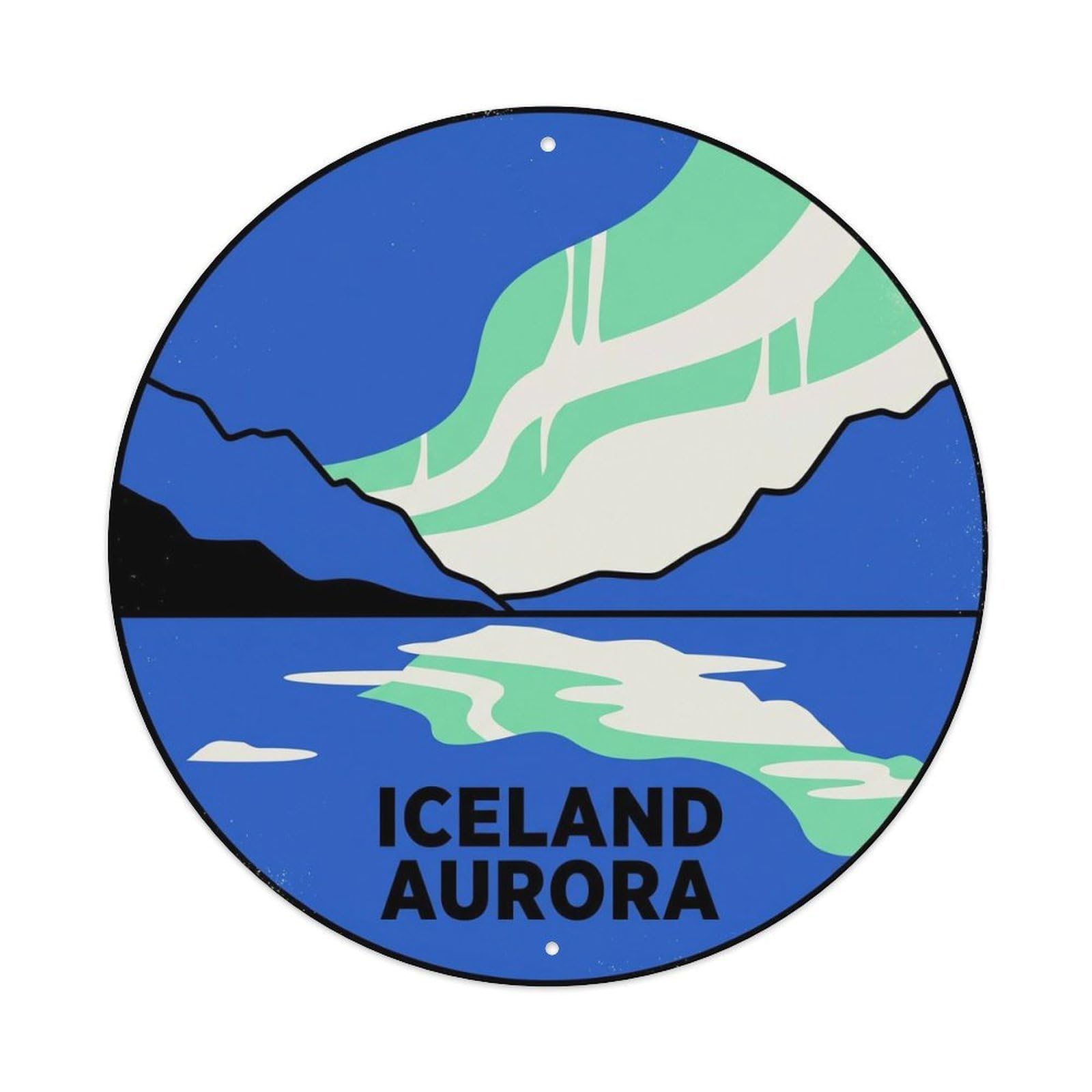 Purple Aurora Lake Iceland Glacier Travel Glacial Metal Tin Sign