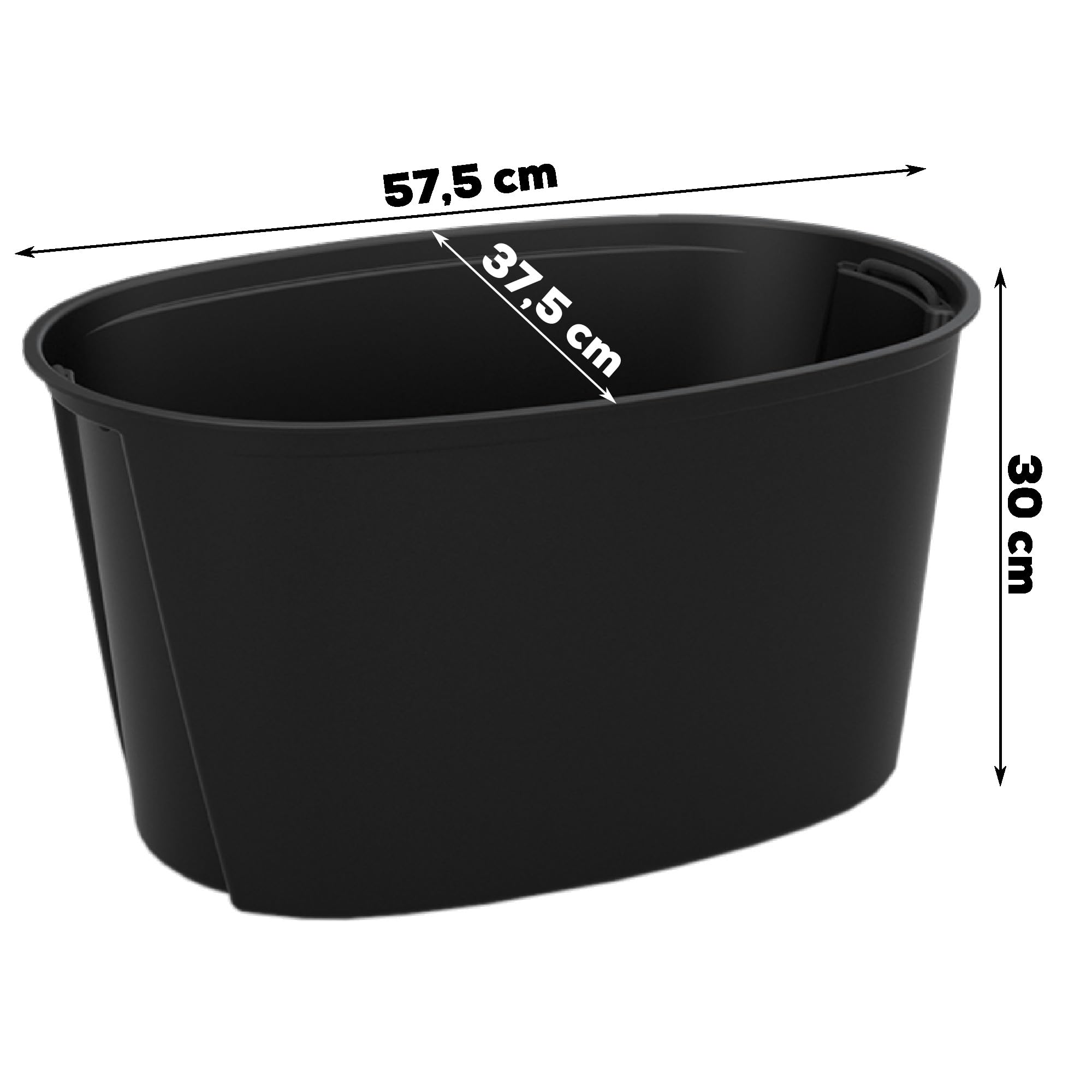 botle Pot de fleurs avec grand insert - Couleur terre cuite - Ovale - 59,5 x 39 cm - Hauteur : 41 cm - Surface rainurée - Plastique mat - Moderne - Glamour - Pour terrasse, jardin, balcon