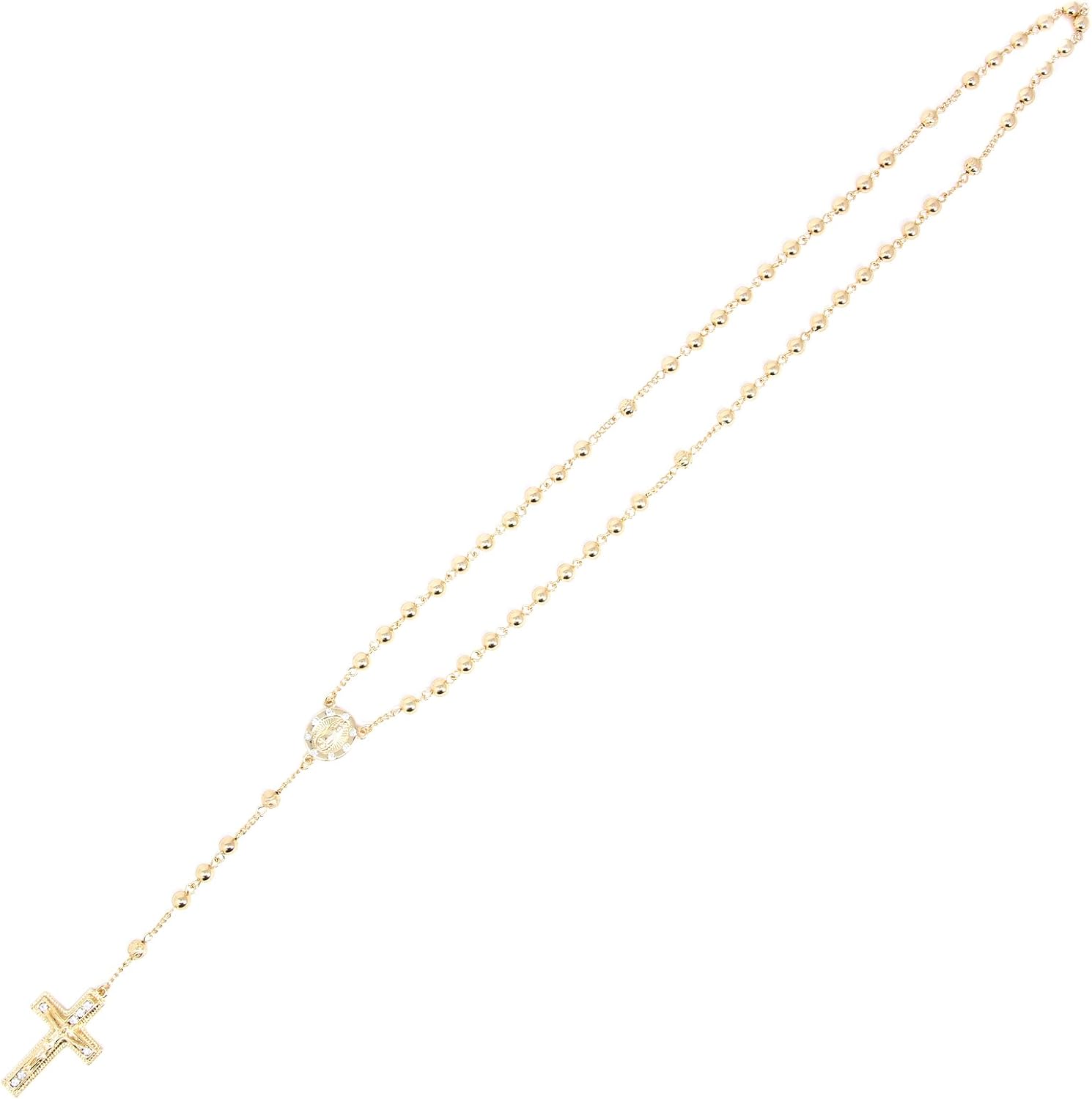 6mm CCB Beads Alloy Crucifix Cross Pendant Rosary Catholic Necklace 20" - Image 7