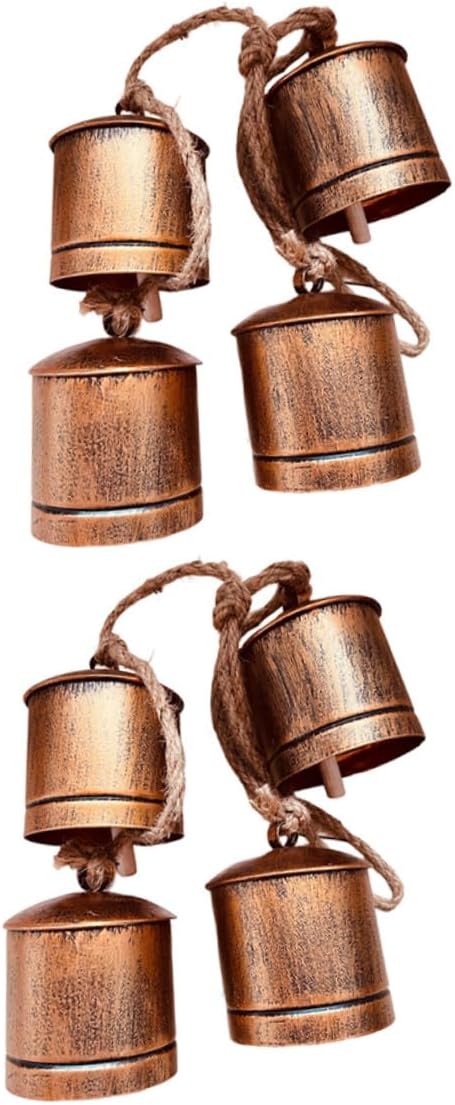 Vintage Metal Cow Bells 2pcs Cast Iron Hanging Bell Ornaments for Garden Patio Door Rustic Decorative for Outdoor Yard Décor