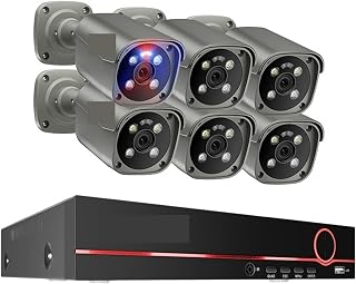 Säkerhetskamerasystem Ultra HD 8MP POE NVR Tvåvägsljud Ansiktsavkänning Färg Night Vision Videoövervakningsset LäTt Att Installera(Keine,8CH NVR 6PCS Camera)