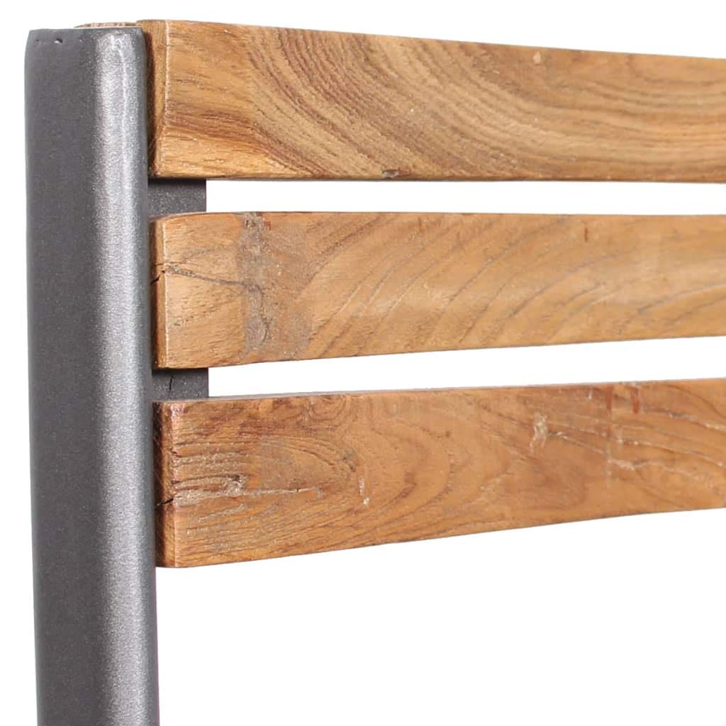 Sillas De Comedor 4 Piezas De Madera Maciza De Teca Marrón | Patas de hierro, dimensiones 33 x 39 x 75 cm, altura del asiento 40 cm, pulido y pintado