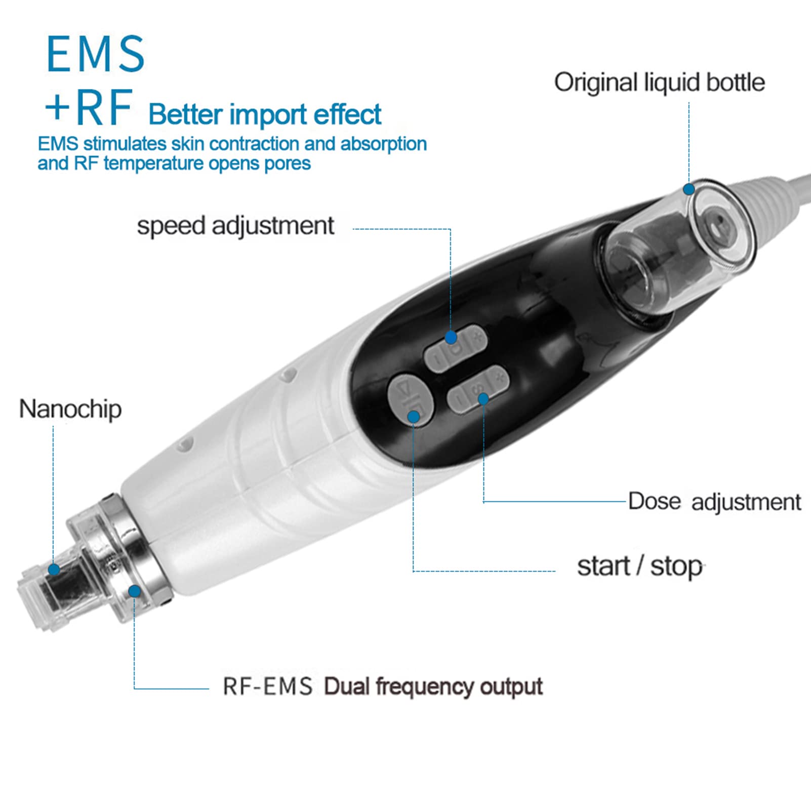 Dispositivo Di Bellezza Facciale EMS RF, Dispositivo Di Bellezza Antirughe Antietà Per Iniezione D'acqua, Spa Per Ringiovanimento Della Pelle, Per Antirughe, Lifting Del Viso, Riduzione Dell'acne
