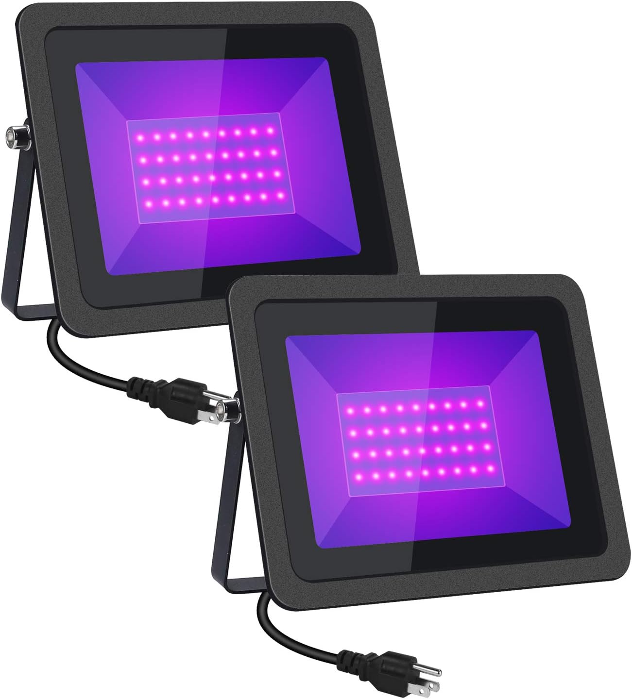 HWay 60W LED Black Lights Flood Light with Plug (6ft Cable) for Blacklight Party, Glow in Dark Party, DJ Disco Night Club, Body Paint, Fluorescent Poster (2Pack)