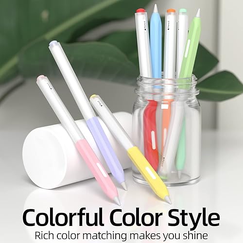 Miniatura 7 de Paquete de 3 estuches compatibles con Apple Pencil Pro2 generación, silicona translúcida, carga magnética con 10 fundas de silicona (amarillo claro,