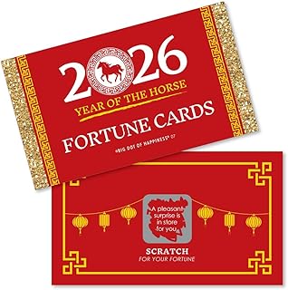 Big Dot of Happiness Chinese New Year - 2026 Year of The Horse Game Scratch Off Fortune Cards - 22 Count