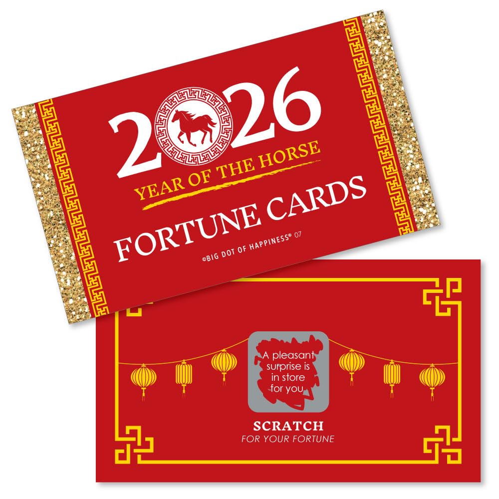 Big Dot of Happiness Chinese New Year - 2021 Year of The Ox Party Scratch Off Fortune Cards - 22 Count