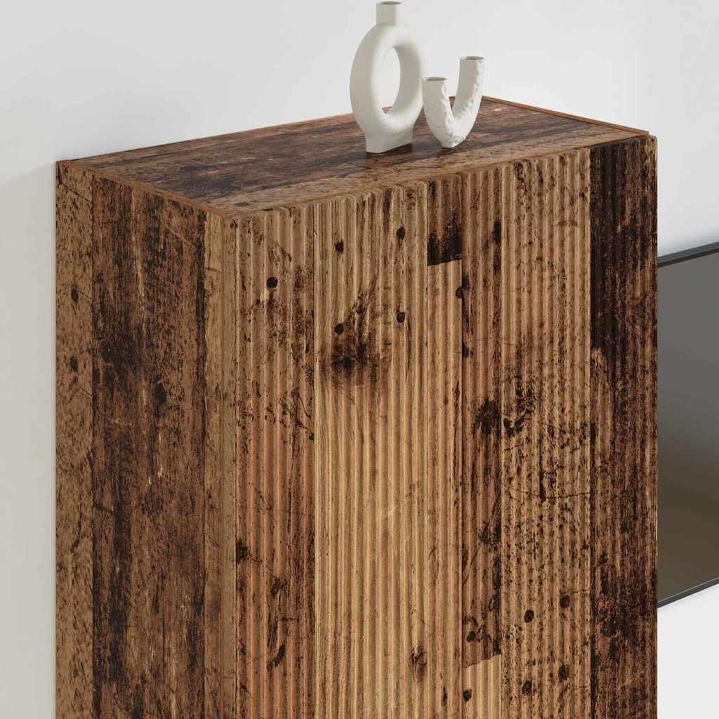 Porta TV da Parete Legno Multistrato Vecchio 59,5x31x80 cm | Mobiletto sospeso salvaspazio per soggiorno e salotto, ideale per riporre dispositivi multimediali e accessori.