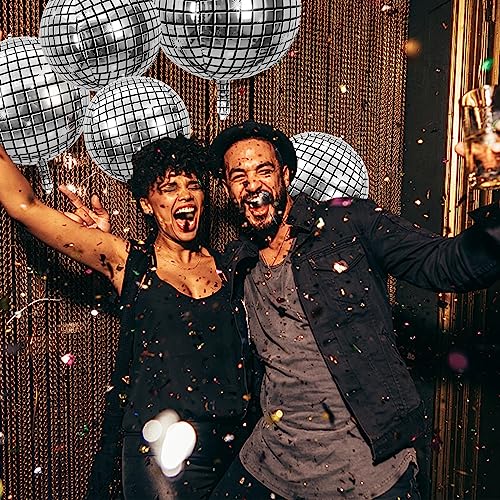 Image of Disco Ball Balloons Assorted for 70s 80s Themed Party Decor Supplies