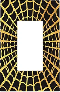 Decorative Outlet Covers Black Background with Golden Spiderweb Spider 1 Gang Rocker Light Switch Cover Plate Single Decora Light Switch Covers Wall Plate Faceplate for Home Decor