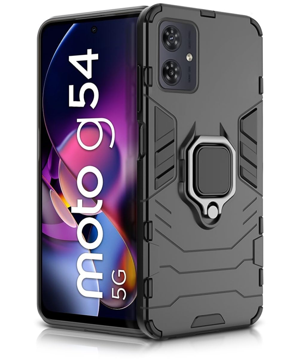 WOW IMAGINE Shock Proof Back Case Mobile Cover for Motorola Moto G54 5G | Moto G64 5G | Back Cover Case (Tough Armor | Hybrid PC + TPU | Ring Holder & in-Built Kickstand | Black) (B0DF52QL2K) Amazon Price History, Amazon Price Tracker