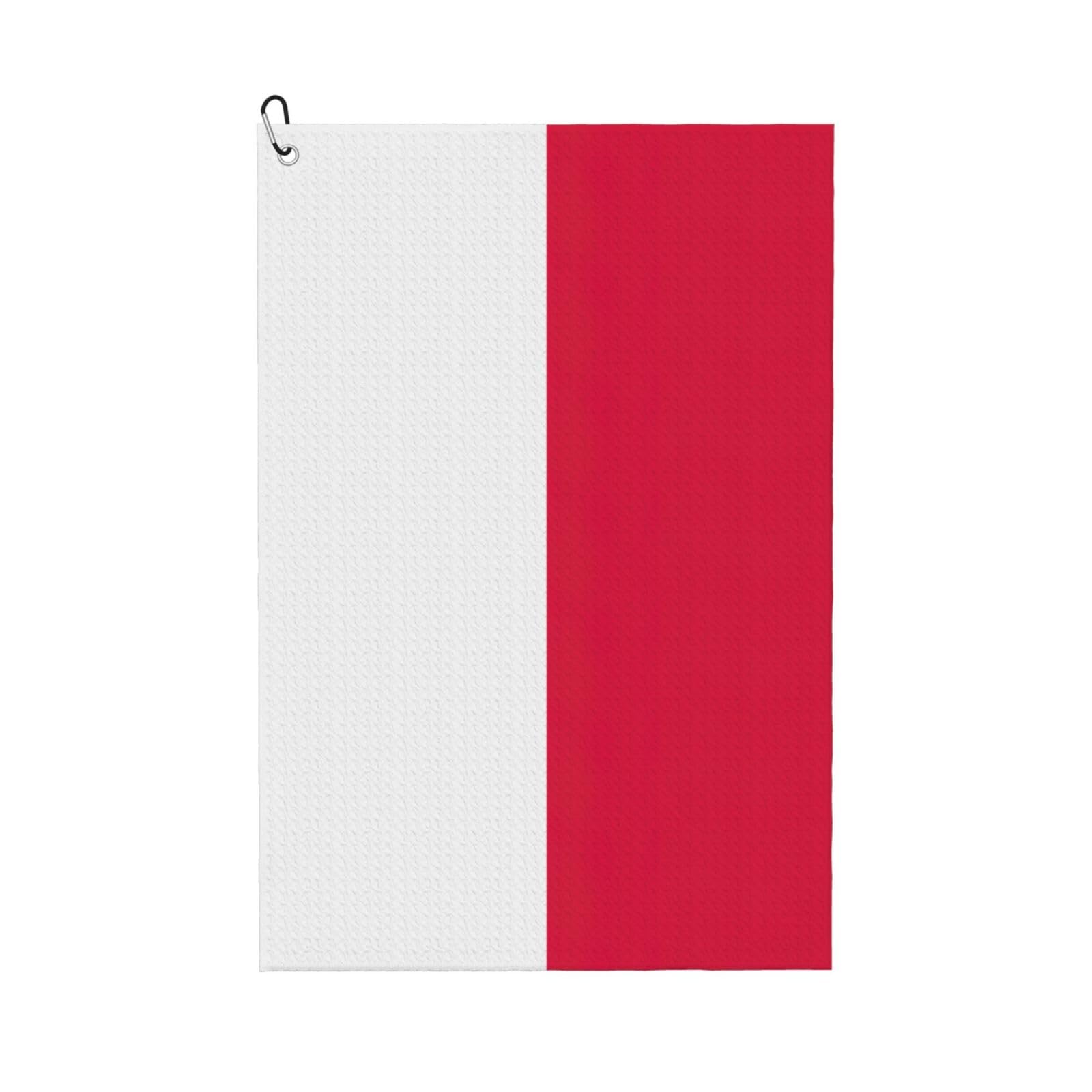 Anceky Polish Flag Print Golf Towel 24"X16" Microfiber Golf Cleaning Towel with Carabiner Clip for Golf Bags
