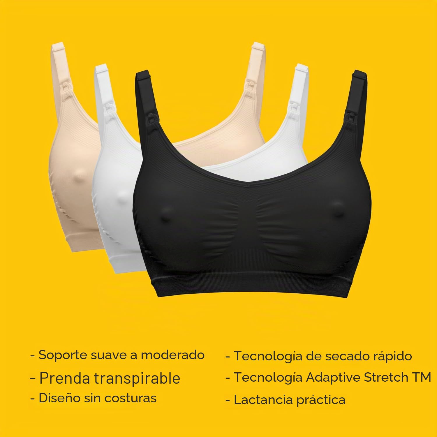 Medela Sujetador de Maternidad y Lactancia Keep Cool, sin Costuras, con 2 Zonas de transpiración, Tela Suave al Tacto, para un Soporte cómodo