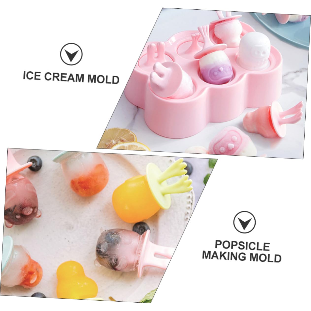 BESTYASH 4ensembles Moules à Glace Silicone Maison Forme Animal Pour Bâtonnets Glace Et Glaçons