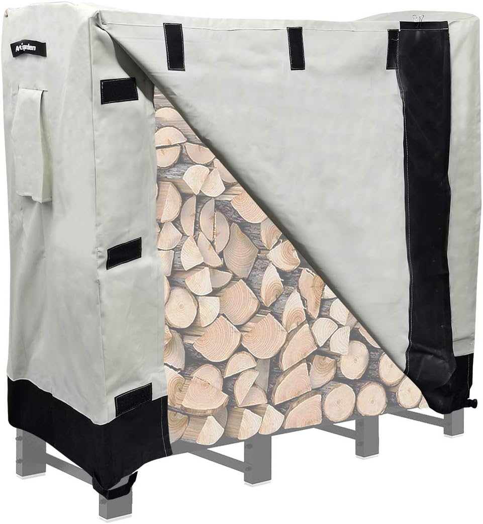 Artibear Firewood Rack Cover for 4ft Log Stand Holder Indoor Outdoor Storage Log Holder Wood Pile Storage Stacker Organizer, Pale Khaki (Frame not Include)
