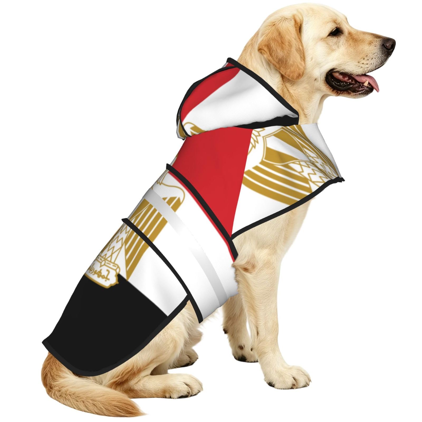 Egyptian Flag Waterproof Dog Raincoat And Rain Jacket With Hood, Reflective Strips And Adjustable Belly Strap, Fits Small To Large Dogs